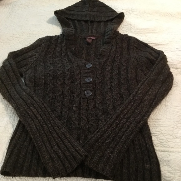 Hooked Up by IOT Sweaters - Hooked  Up by IOT Hooded Sweater. Brown Size L